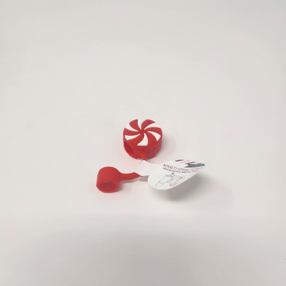 Red & White Peppermint Candy Tumbler Straw Cover